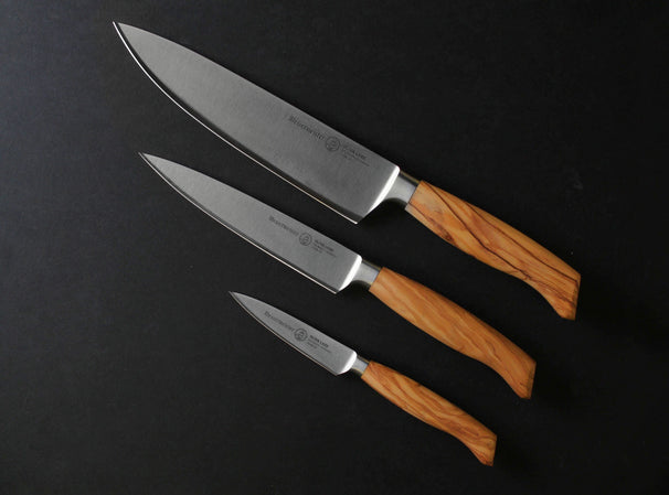 Messermeister Knivsæt Oliva Luxe Oliventræ 3-delt - Kokkekniv, Universalkniv & Urtekniv