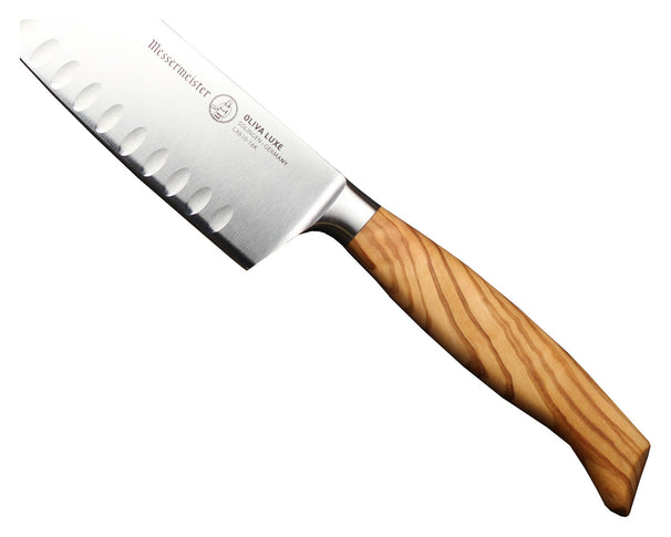 Messermeister Santokukniv med Luftlommer Oliva Luxe Oliventræ 16,5 cm