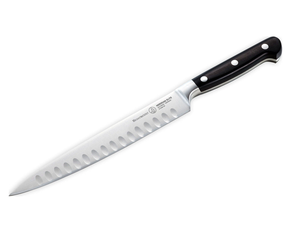 Messermeister Vleesmes met Kuiltjes Meridian Elite 20 cm - schuin aanzicht