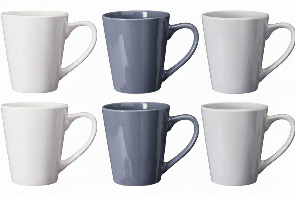 Cookinglife Mokken Siaki - Hvid / Blå / Grå 350 ml - Porcelæn - 6 stk.