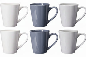 Cookinglife Mokken Siaki - Hvid / Blå / Grå 350 ml - Porcelæn - 6 stk.