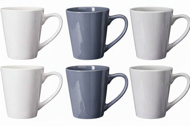 Cookinglife Mokken Siaki - Hvid / Blå / Grå 350 ml - Porcelæn - 6 stk.