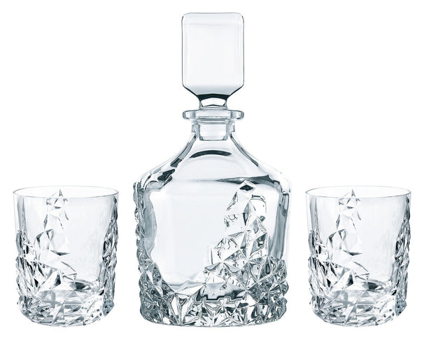 Nachtmann Whiskysæt Sculpture 3-delt - Karaffel 750 ml & 2 Whiskyglas 365 ml