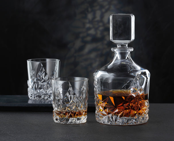Nachtmann Whiskysæt Sculpture 3-delt - Karaffel 750 ml & 2 Whiskyglas 365 ml