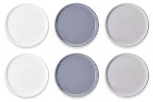 Cookinglife Morgenmadstallerkener / Desserttallerkener Siaki - Hvid / Blå / Grå ø 19 cm - Porcelæn - 6 stk.