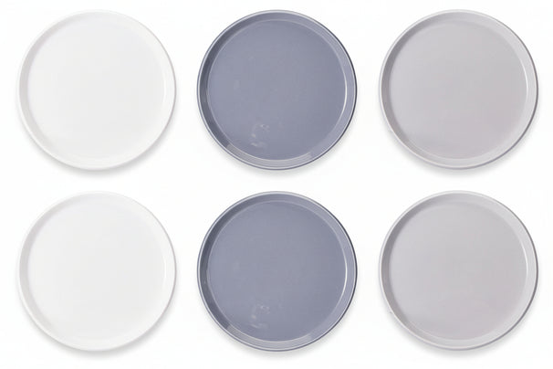 Cookinglife Morgenmadstallerkener / Desserttallerkener Siaki - Hvid / Blå / Grå ø 19 cm - Porcelæn - 6 stk.