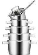 Sola Pannenset Diamond 5-Delig RVS - Downdraft egnet - Kogepande ø 16, 18, 20, 24 cm & Gryde ø 16 cm - egnet til alle varmekilder