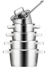 Sola Pannenset Diamond 5-Delig RVS - Downdraft egnet - Kogepande ø 16, 18, 20, 24 cm & Gryde ø 16 cm - egnet til alle varmekilder