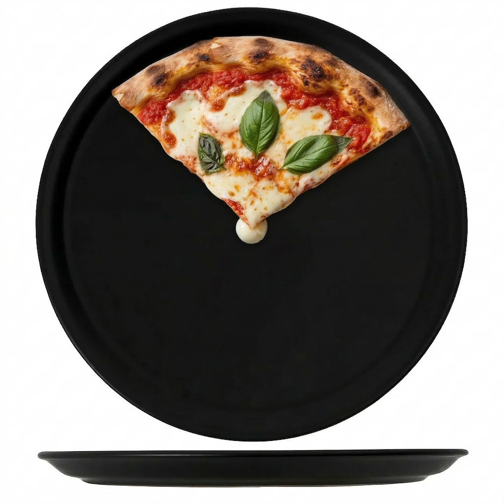 Cookinglife Pizzaborden Aardewerk Zwart Ø 30 cm - Set van 4 Vaatwasserbestendig