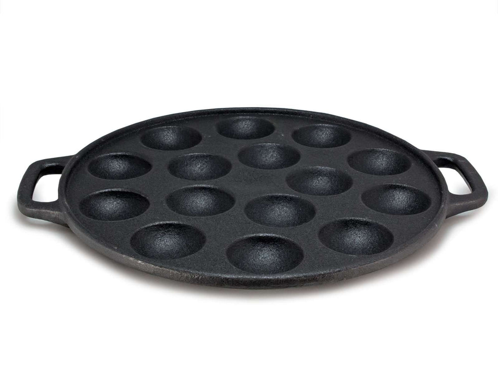 Cookinglife Poffertjespan - Gietijzer - ø 24 cm - 15 poffertjes - uden non-stick belægning - egnet til alle varmekilder