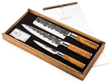 Forged Messenset Olive - 3 - delig - Koksmes, Hakmes og Universelt mes
