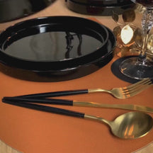 Cookinglife Placemats - Dobbelt så meget - Vegansk læder - Cognac / Sort 46 x 33 cm - 6 Stykker
