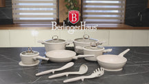 BerlingerHaus Pannenset Mat Crème 11-Delig - Kookpan ø 20, 24, 28 cm, Koekenpan ø 24, 28 cm & Steelpan ø 16 cm - Geschikt voor alle warmtebronnen