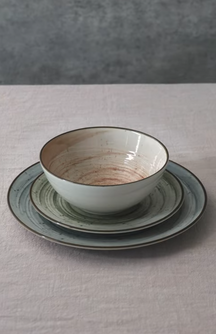 Cosy & Trendy Serviesset Sintra Dusty Blue 16-delig / 4 personer - 4 dinerborden, 4 ontbijtborden, 4 diepe borden og 4 skåle