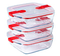 Pyrex Glas Ovnfast fad med låg Cook & Heat 1 Liter - 3 Stykker