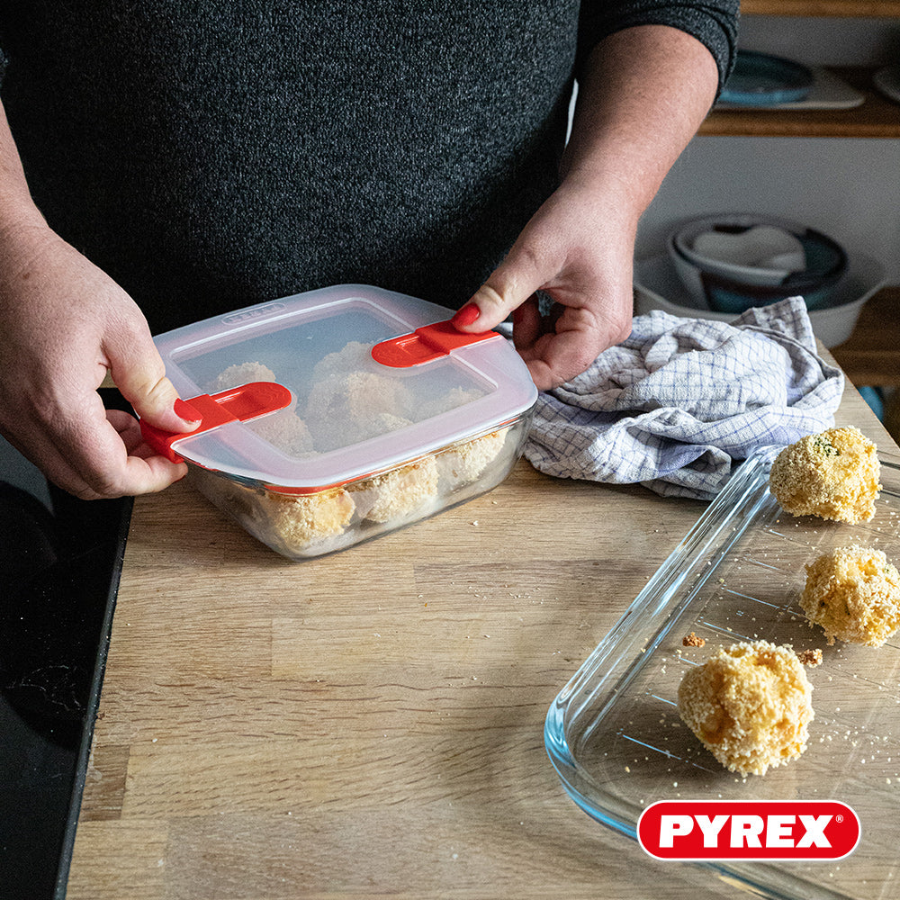 Pyrex Glas Ovnfast fad med låg Cook & Heat 1 Liter - 3 Stykker