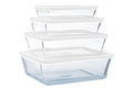 Pyrex Glaskasserolle Sæt med låg Cook & Freeze 4-Delt - 800 ml, 1,5 Liter, 2,6 Liter & 4 Liter