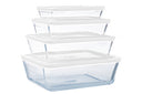 Pyrex Glaskasserolle Sæt med låg Cook & Freeze 4-Delt - 800 ml, 1,5 Liter, 2,6 Liter & 4 Liter