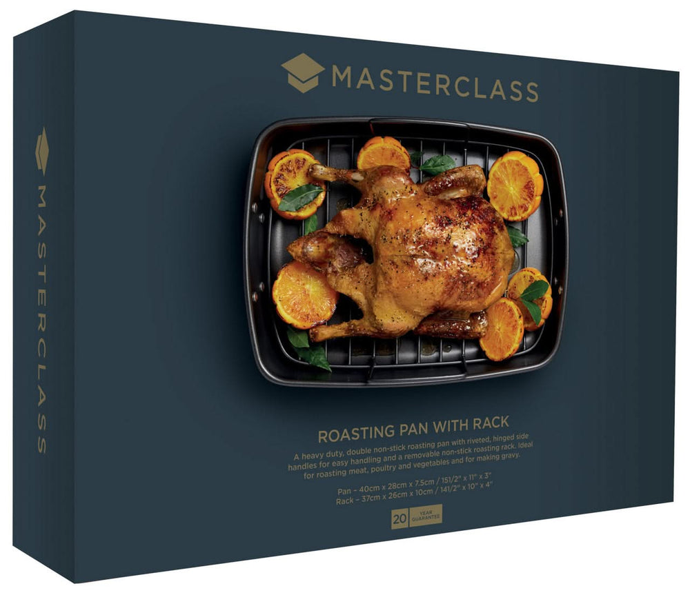 MasterClass Braadslede med rooster - 40 x 28 cm - standard anti-stick belægning