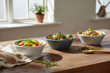 Cookinglife Saladeskåle Siaki - Hvid / Blå / Grå ø 25 cm - Porcelæn - 3 stk.