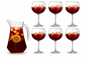 Sangria sæt Karaf 1.6 Liter + Sangria Glas 700 ml - 6 Stykker + Isterningebakke