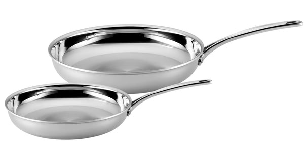SCANPAN Stegepandesæt Fusion 5 Rustfrit Stål 2-delt - ø 24 & 28 cm - egnet til alle varmekilder - uden non-stick belægning