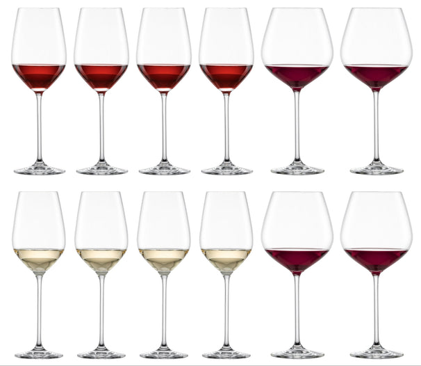 Schott Zwiesel Vinglassæt Fortissimo 12-delt - hvidvinsglas, rødvinsglas & bourgogneglas