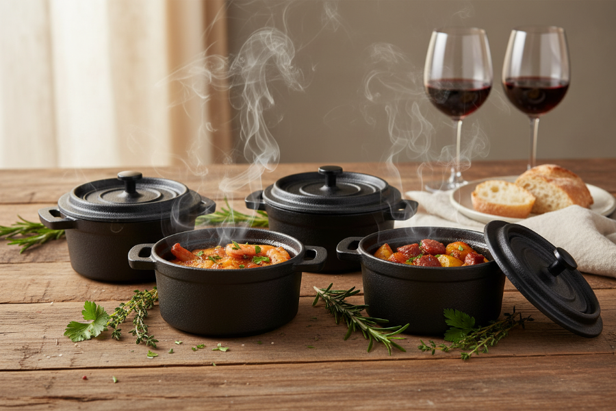 Cookinglife Serveerpannetje Gietijzer Ø 10 cm - Zwarte Tapas Pan - 275 ml