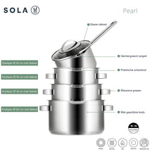 Sola Pannenset Pearl 5-Delig RVS - Downdraft egnet & Sola Hapjespan Fair ø 28 cm - egnet til alle varmekilder