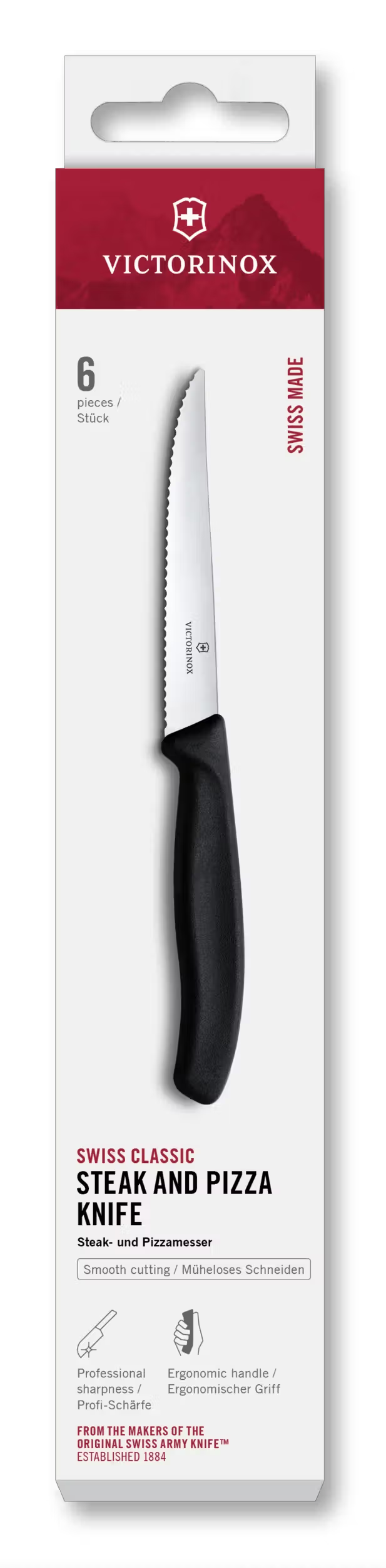 Victorinox Steakmessen Gekarteld Swiss Classic Sort - 6 stk.