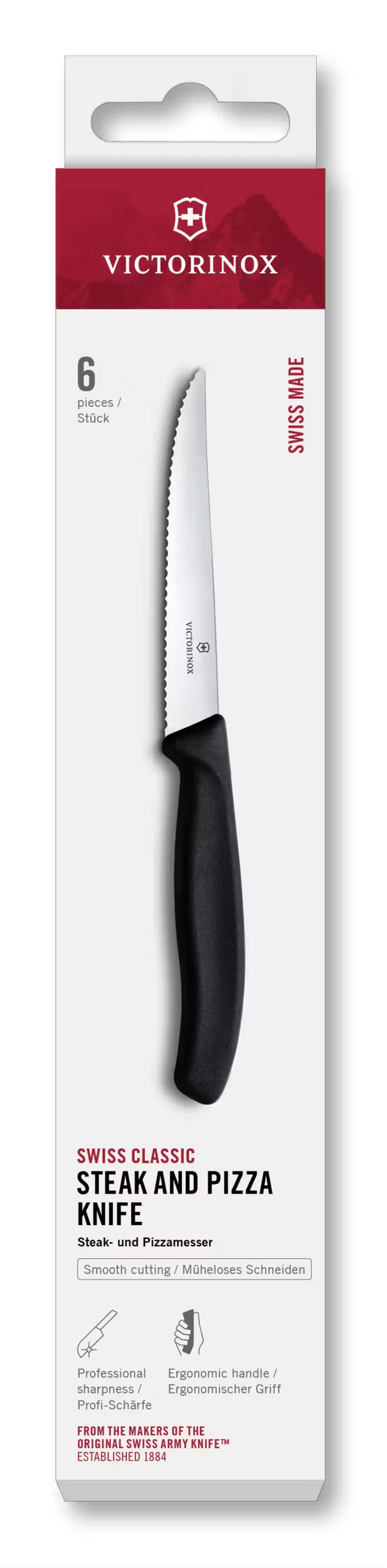 Victorinox Steakmessen Gekarteld Swiss Classic Sort - 6 stk.