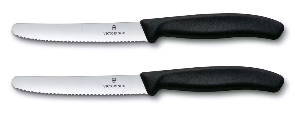 Victorinox Tomatenknive Takket Swiss Classic Sort - 11 cm - 2 stk.