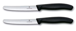 Victorinox Tomatenknive Takket Swiss Classic Sort - 11 cm - 2 stk.