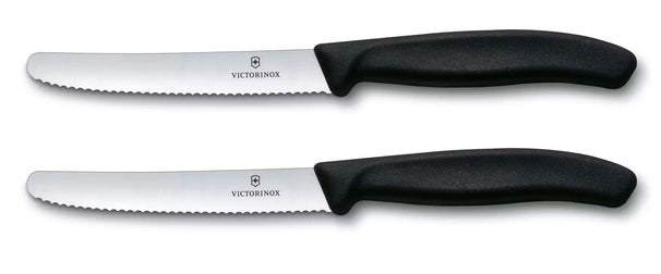 Victorinox Tomatenknive Takket Swiss Classic Sort - 11 cm - 2 stk.