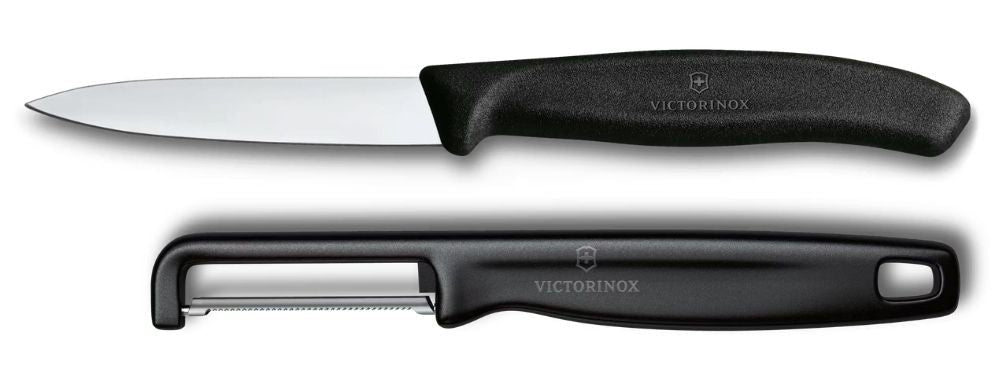 Victorinox Skæremessensæt Swiss Classic Sort 2-delt - Skæremester & Lige Skræller