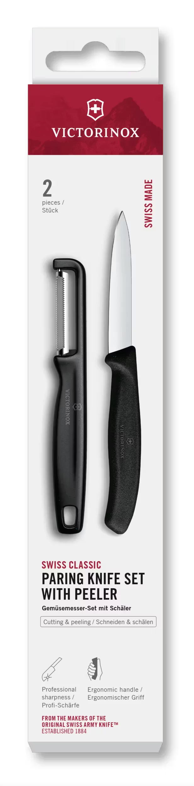 Victorinox Skæremessensæt Swiss Classic Sort 2-delt - Skæremester & Lige Skræller