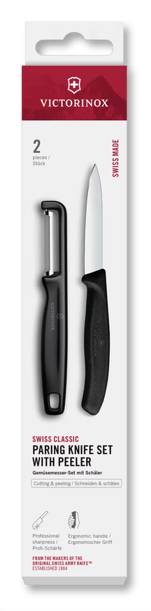 Victorinox Skæremessensæt Swiss Classic Sort 2-delt - Skæremester & Lige Skræller