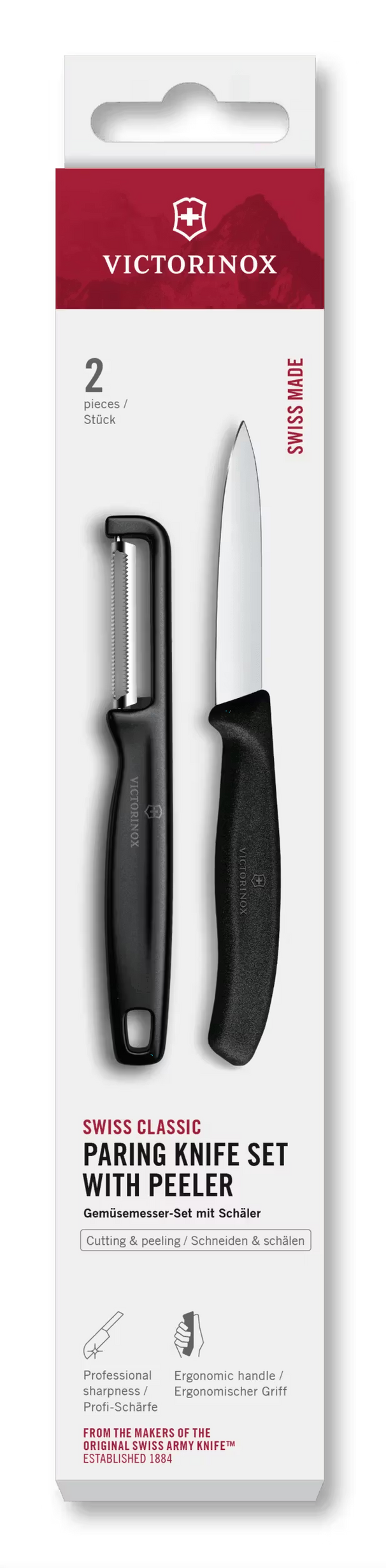 Victorinox Skæremessensæt Swiss Classic Sort 2-delt - Skæremester & Lige Skræller