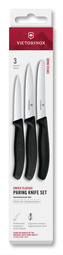 Victorinox Skæremessæt Swiss Classic Sort 3-delt - Tomatkniv, Kokkekniv & Skæremaskine