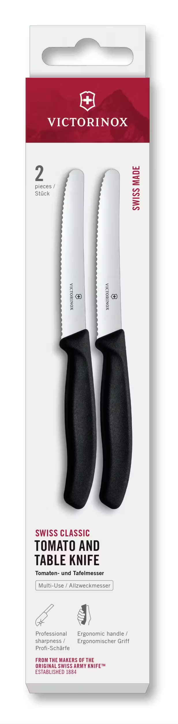 Victorinox Tomatenknive Takket Swiss Classic Sort - 11 cm - 2 stk.