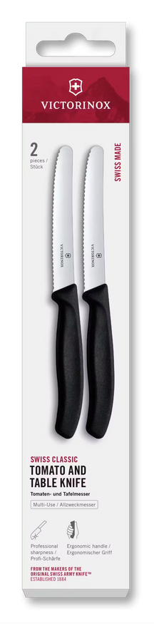 Victorinox Tomatenknive Takket Swiss Classic Sort - 11 cm - 2 stk.