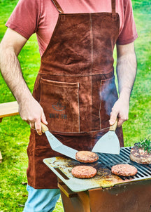 White Fire BBQ Forklæde Læder - Brun - Justerbar