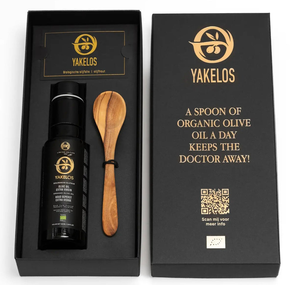 Yakelos Biologisk Ekstra Jomfru Olivenolie - Smagepakke 100 ml med oliventræske