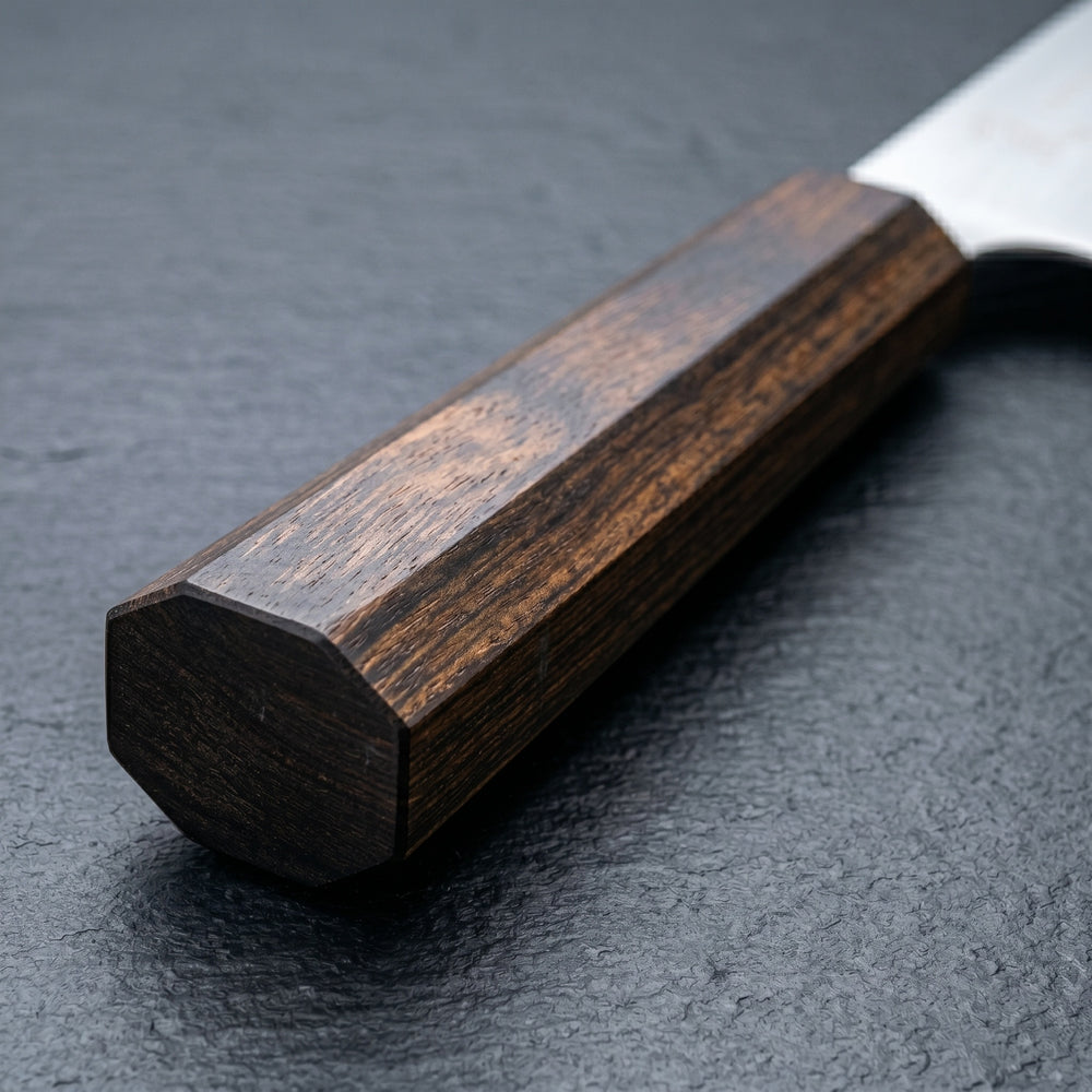 Yaxell Kiritsukemes Hana 20 cm - 3 laags RVS - mørkebrun Pakkahouten håndtag