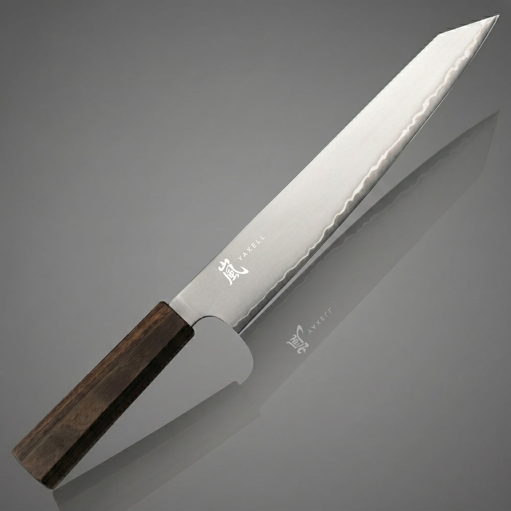 Yaxell Vleesmes Hana 23 cm - 3 lagers RVS - mørkebrun Pakkawood håndtag