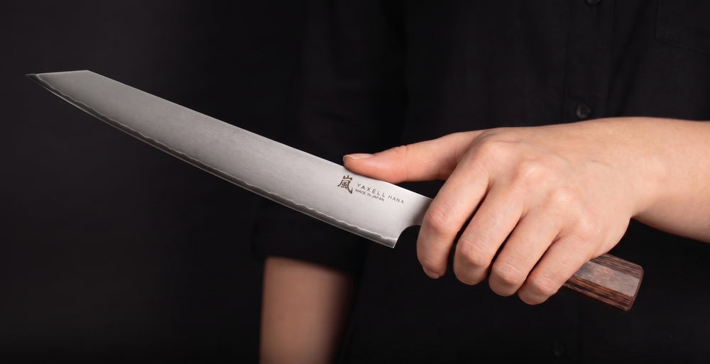 Yaxell Vleesmes Hana 23 cm - 3 lagers RVS - mørkebrun Pakkawood håndtag