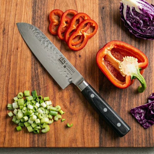 Yaxell Santokumes Zen 16.5 cm - 37 lag rustfrit damaskstål - canvas Micarta håndtag