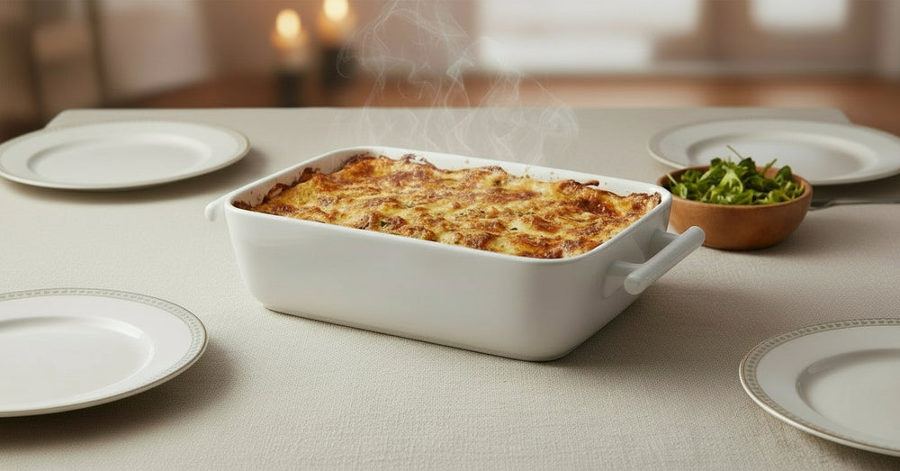 BonBistro Ovenskåle Yong Squito - Hvid - 39 x 24 x 6 cm / 3.5 Liter - 2 stk.